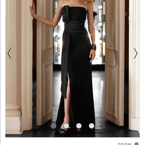 WHBM Black Column Dress Satin Bow “Katharine” Gown
